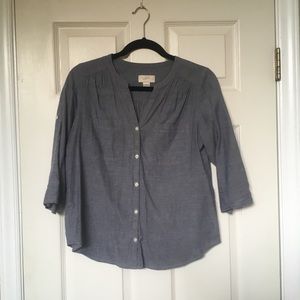 Loft chambray button up with roll up sleeves